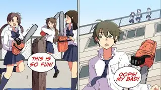 Three girls  were working on a art project on the roof but then... [Manga Dub]