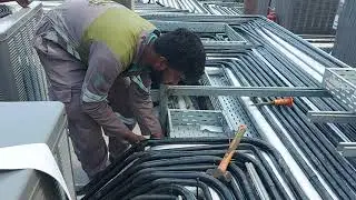 SPLIT AC ( DUCTABLE ) OUTDOOR UNITS PIPING AND TRAY WORK