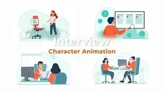 Flat Character Motion Graphic Animation | After Effects Templates | Job Interview Scene Pack