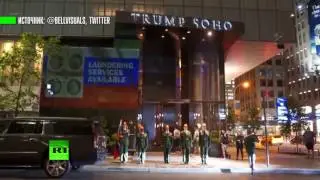 «Крепись, братан»: на отеле Трампа в Нью-Йорке появилось изображение Путина