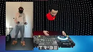 DJ scratches in VR on CHICKEN SLIPPERS