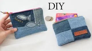 Two ideas on how to make a coin purse from old jeans