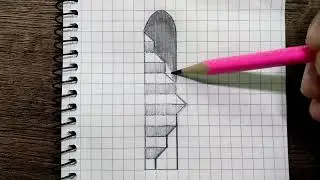 3d pencil drawing of steps