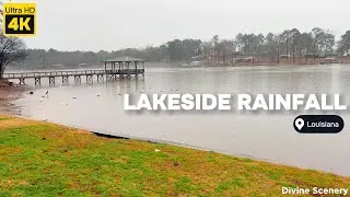 [4K] Lakeside Rain Walk - Relaxing Sounds of Rainfall || 4K Nature || Lake in Louisiana || US