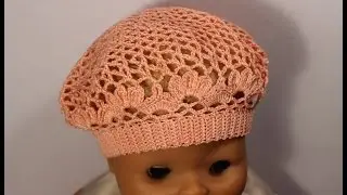 Как связать детский летний берет крючком.How to crochet beret #crochet_beret Вяжем по схемам