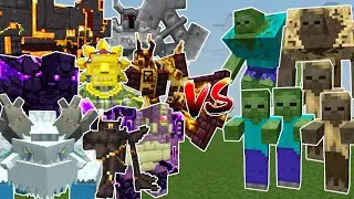 CATACLYSM & MOWZIE'S MOBS BOSSES vs ZOMBIE MOBS TEAM (Minecraft Mob Battle)