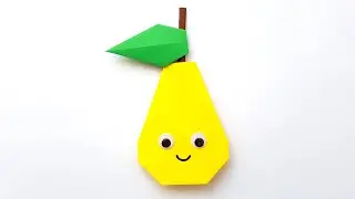 Origami PEAR How to make a pear from paper Simple paper crafts Easy Origami Paper Pear Tutorial