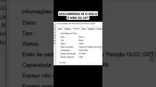 COMO SABER SE O DISCO ESTÁ FORMATADO COMO MBR OU GPT #tutorial #windows #pc