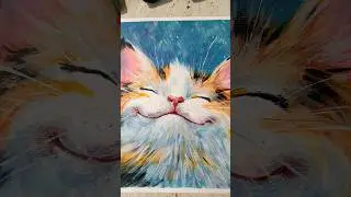 СЧАСТЛИВЫЙ 🐈 КОТИК/МАСТЕР КЛАСС ЖИВОПИСИ АКРИЛОМ/ #art #painting #творчество