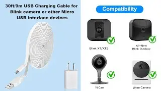 30ft/9m Blink XT XT2 Charger Cable  for Blink XT/Blink XT2 Camera