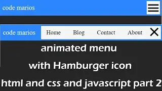 animated menu with Hamburger icon html and css and javascript part 2