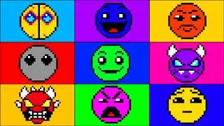 Las caras de Geometry dash en 8-bit
