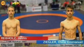 🤼 | Wrestling | German Championships 2021 Cadets (Freestyle) - 51kg Gold | REBHOLZ vs. ZIEGLER