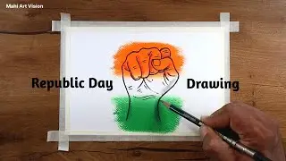 Republic Day Drawing with Oil Pastel / Happy Republic Day Drawing / Easy Republic Day Drawing