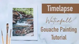 Colorful Forrest Waterfall Gouache Tutorial