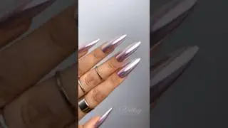 The Shiniest Chrome Eeffect Ever!✨Pink Moonlight Chrome over a nude pink base.💅