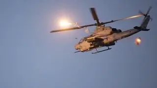U S Marine AH 1W Super Cobras Action in Flight Shot Target
