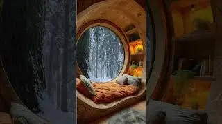 Lost in a forrest snowstorm in a cozy cabin 