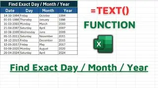 How to Find Day from Date in MS Excel? | Get Day Name from Date in Microsoft Excel