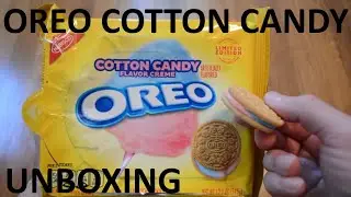 Unboxing Oreo Cotton Candy Flavor Creme Filled Sandwich Cookies