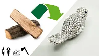 Taş Kaplamalı Ahşap Oyma Kuş Yapımı (Diamond Bird)
