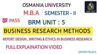 BRM || UNIT : 5 || EXPLAINATION VIDEO || MBA SEMESTER - 2 || OSMANIA UNIVERSITY ||‎@shivanipallela 