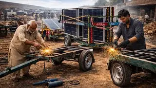 Super Skill - Pakistan Workshop Makes Motorcycle Solar Trolley from Heavy-Duty Steel