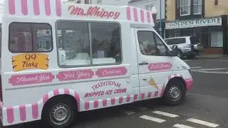 The Seaton Carew pink ice cream van leaving the shop (2019)