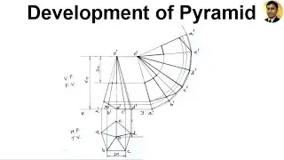 Development of Pentagonal Pyramid | Development of Surfaces | Problem 1 | Engineering Drawing