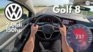 Volkswagen GOLF 8  2.0 TDI 150HP TOP SPEED ON THE GERMAN AUTOBAHN (NO SPEED LIMIT)