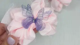 Очень нежные школьные бантики из репса.Бантики канзаши. Bow. Diy bows. Tutorial bows.