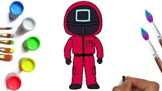 How to draw a character, a security guard from the movie squid games, drawings for children