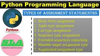 Types of assignment statements in python | python for beginners | smooth learning adda | 