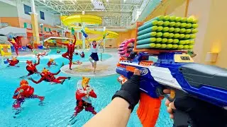 Nerf War | Water Park & Spa Battle 34(Nerf First Person Shooter)