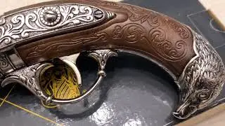 Пистолет четырехствольный кремневый Франция XVIII в, Revolving 4 barrel flintlock pistol, Denix 1307