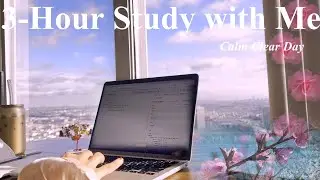 3 Hours Study With ME| Calm Environment Blue Sky |Study 50| 10 min Breaks| Mindful Studying
