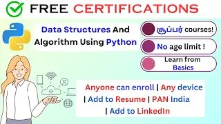 FREE DATA STRUCTURES AND ALGORITHM USING PYTHON CERTIFICATIONS ✅ | DSA USING PYTHON FREE COURSES