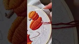 Satin stitch pumpkin embroidery #embroidery #handmade #handembroidery #stitch #art #fall #autumn
