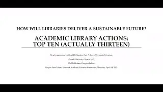 How Will Libraries Deliver a Sustainable Future