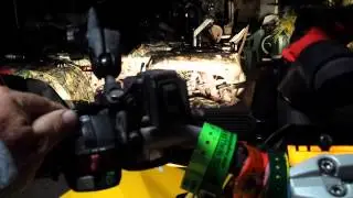 Can-am Renegade LED light bar wired to high beam.