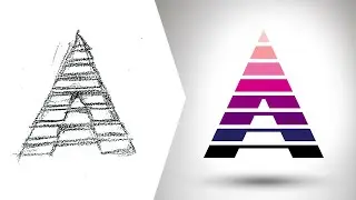 Sketch to Vector - Vector Logo Design of Letter A with Horizontal Stripes