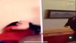 Wide putin walking but he opens door on girl