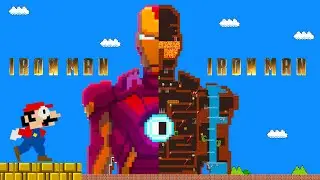 Mario VS Giant IRON MAN Maze - Game animation | Pacman Parody