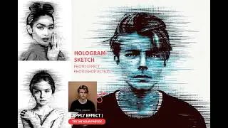 Hologram Sketch Photoshop Action