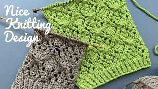 🌿Очень красивый узор Ажурные ромбы (+СХЕМА)🌿Ажурные листья спицами для топов🌿Nice knitting pattern