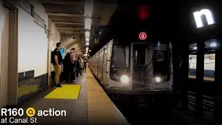 MTA Transit: R160 (Q) Action @ Canal St