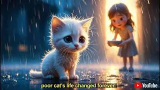 The Poor White Kitten Who Found a Home | Heart Touching Story | A Kind Girl Saved This Poor Cat