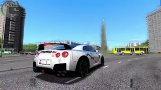 Гонки по городу на  nissan gt-r в city car driving + играем на руле