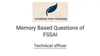 fssai memory based question paper of Technical officer 2019.