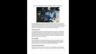 Pursue a Degree from the Top MBA Colleges in Mumbai
